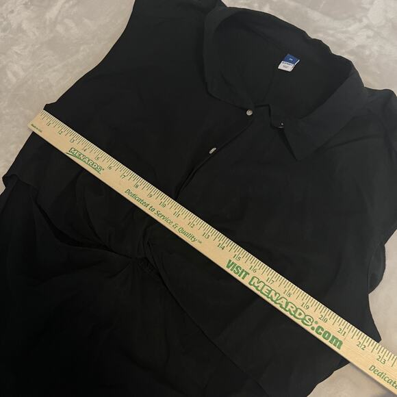 Old Navy Midi Dress Womens 2X Black Drapey Twist Cutout Chic Resort Lightweight - Picture 7 of 12